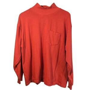 Vintage Joan Harper Mock Neck Top – Size L | Bold Red [0393]